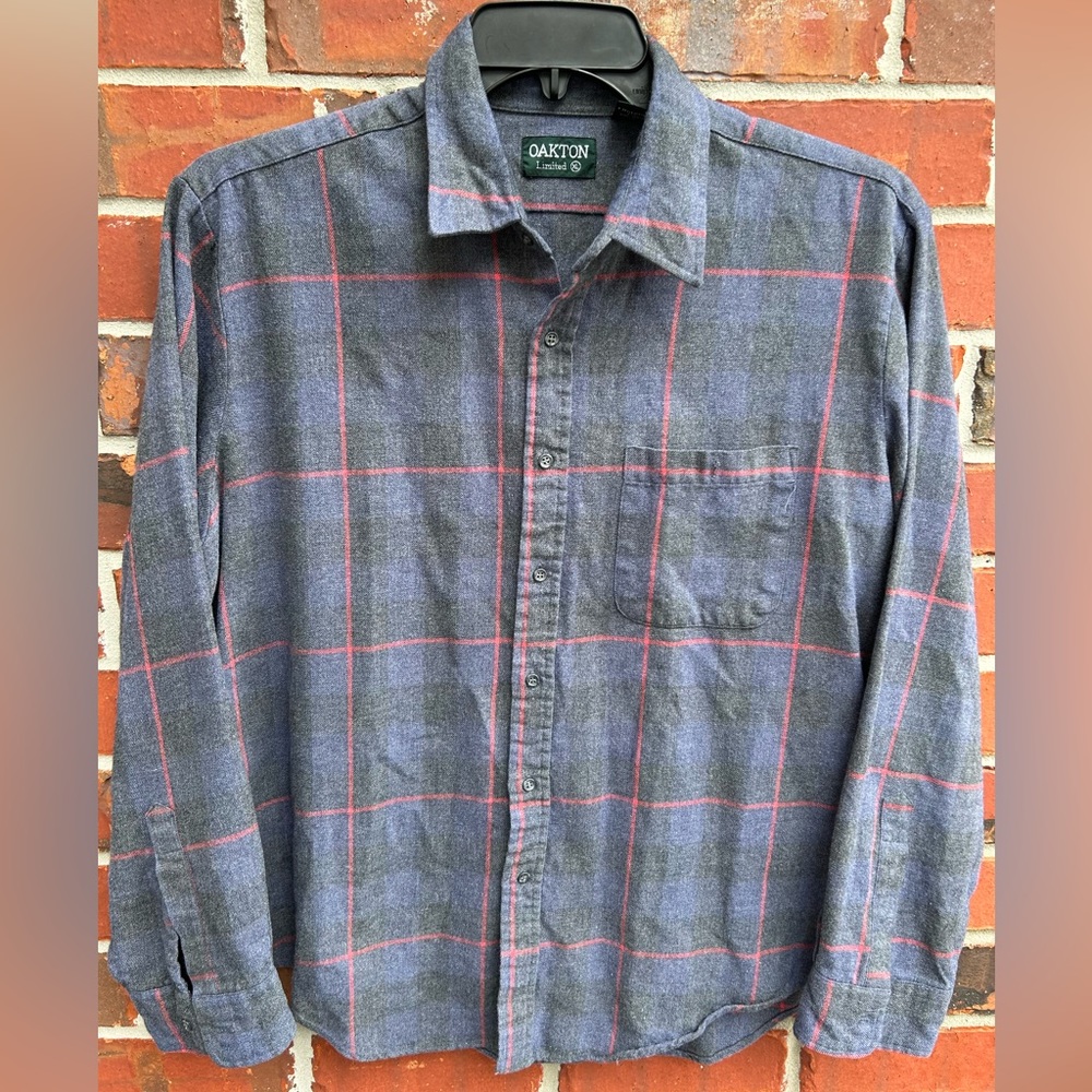 Vintage Oakton Limited Mens Long Sleeve Button Down XL Plaid Shirt